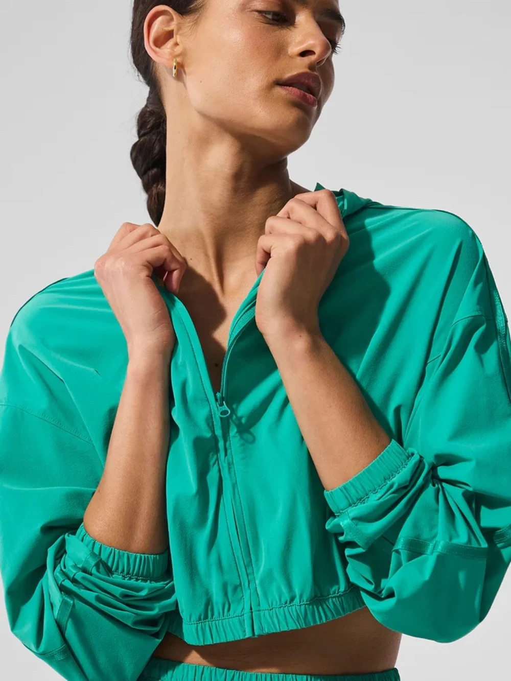 Alo Cropped Breezy Full-Zip Hoodie